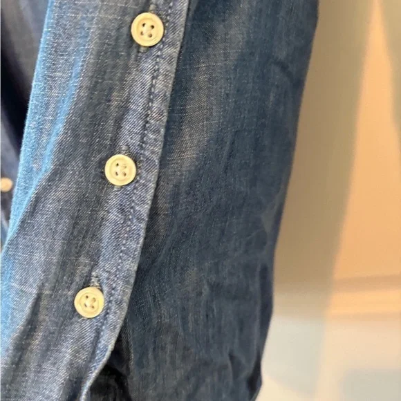 Talbots Denim Nautical Cottagecore Top With Button Detail On The Side Size M - Picture 5 of 11
